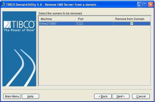 TIBCO DomainUtility 5.6-Remove EMS server from a domain