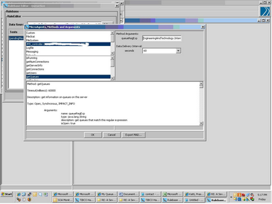 Screen shot showing JMS controller microagent selected and monitoring the required queue name