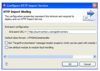 Configure HTTP import service dialog box